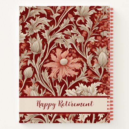 ヴィンテージの植物性リタイアギフトのお母さん赤 ノートブック (裏面)