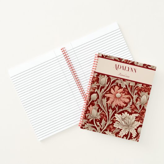 ヴィンテージの植物性リタイアギフトのお母さん赤 ノートブック (内部)