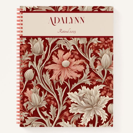 ヴィンテージの植物性リタイアギフトのお母さん赤 ノートブック (正面)