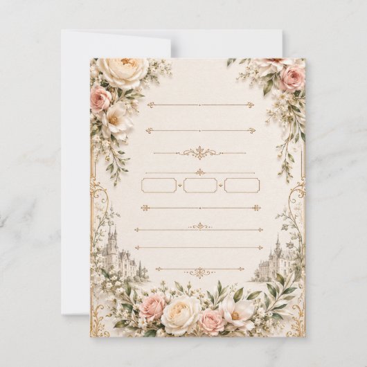 ヴィンテージの植物画がモチーフの贅沢な結婚式の招待状 出欠カード (正面)