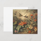 ヴィンテージの植物界ハミングバードと花 (正面/裏面)