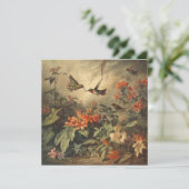 ヴィンテージの植物界ハミングバードと花 (スタンド正面)