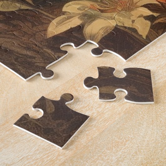 ヴィンテージの植物界ハミングバードと花 ジグソーパズル (側面)