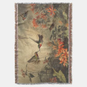 ヴィンテージの植物界ハミングバードと花 スローブランケット (正面縦)