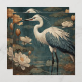 ヴィンテージの植物界ブルークレーンとロータス (正面/裏面)