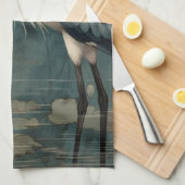 ヴィンテージの植物界ブルークレーンとロータス キッチンタオル (四つ折り)