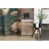 ヴィンテージの植物界ブルークレーンとロータス シャワーカーテン