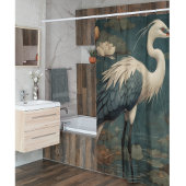 ヴィンテージの植物界ブルークレーンとロータス シャワーカーテン