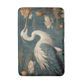 ヴィンテージの植物界ブルークレーンとロータス バスマット (正面縦)