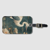 ヴィンテージの植物界ブルークレーンとロータス ラゲッジタグ (正面横)