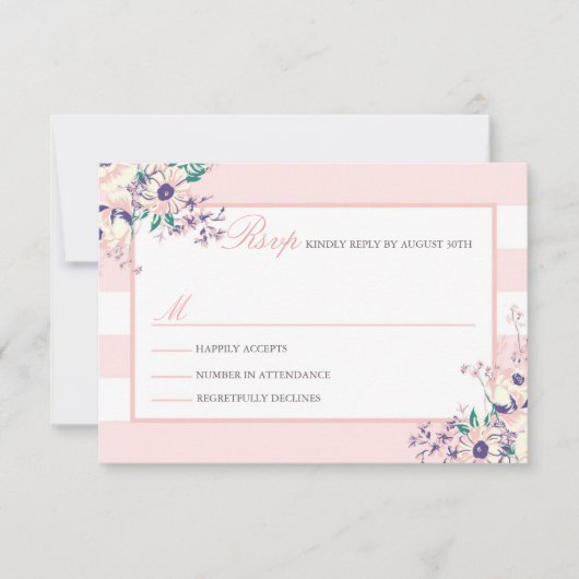 ヴィンテージの植物相RSVPカード 出欠カード (正面)