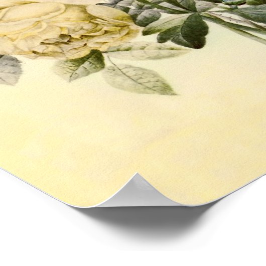 ヴィンテージの植物花束の混合花 ポスター (角)