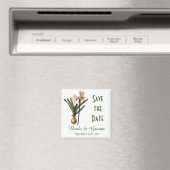 ヴィンテージの植物芸術のピンクリリーは日付を保存 マグネット (インサイチュ (食洗機))