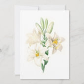 ヴィンテージの植物芸術の白いユリ結婚の花 招待状 (裏面)
