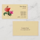 ヴィンテージの植物芸術の赤、ピンクのバラの花 名刺 (正面/裏面)