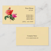 ヴィンテージの植物芸術の赤、ピンクのバラの花 名刺 (正面/裏面)