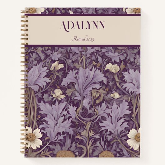 ヴィンテージの植物退職祝い贈り物 ノートブック (正面)