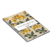 ヴィンテージの植物黄色のツツジの花と名前 ノートブック (右側)