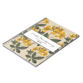 ヴィンテージの植物黄色のツツジの花と名前 ノートブック (左側)