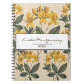 ヴィンテージの植物黄色のツツジの花と名前 ノートブック (正面)