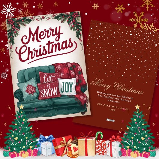 ヴィンテージの楽しいソファ・クリスマス・グリーティング シーズンカード