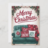 ヴィンテージの楽しいソファ・クリスマス・グリーティング シーズンカード (正面)