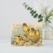 ヴィンテージの楽しい復活祭の雛を靴に ポストカード (スタンド正面)