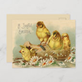ヴィンテージの楽しい復活祭の雛を靴に ポストカード (正面/裏面)