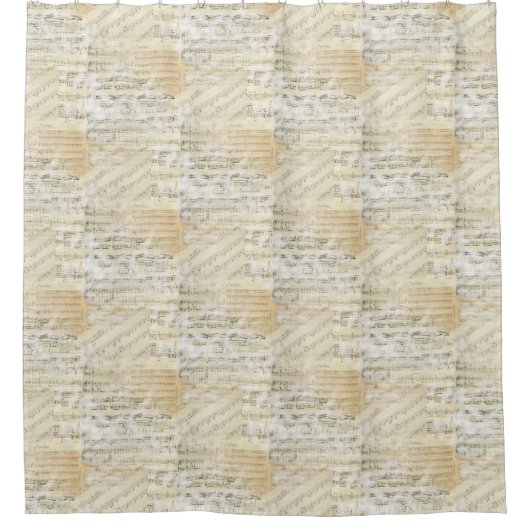 ヴィンテージの楽譜のシャワー・カーテン シャワーカーテン (正面)