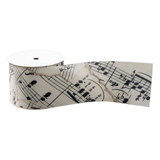 ヴィンテージの楽譜の紙のコラージュ グログランリボン (リール)