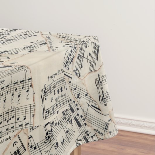 ヴィンテージの楽譜の紙のコラージュ テーブルクロス (インサイチュ)