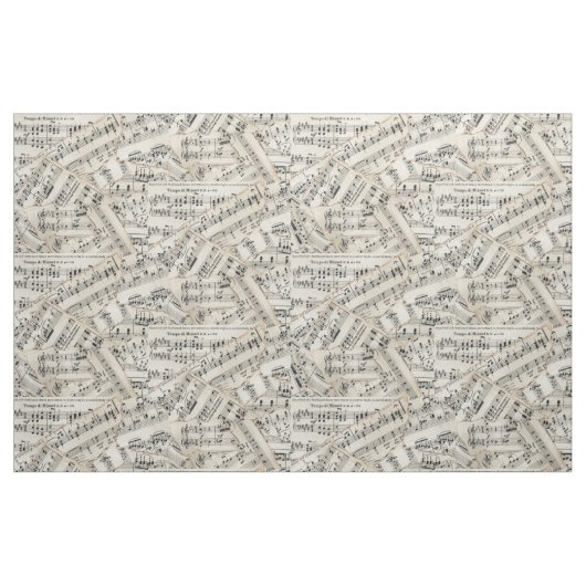 ヴィンテージの楽譜の紙のコラージュ ファブリック (ファットクウォーター)