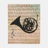 ヴィンテージの楽譜(角付きフランスの) フリースブランケット (正面)