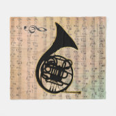 ヴィンテージの楽譜(角付きフランスの) フリースブランケット (正面(横))