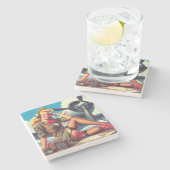 ヴィンテージの機内固定 ストーンコースター (横)