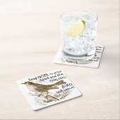 ヴィンテージの歌う鳥保の「ハート」 スクエアペーパーコースター (インサイチュ)