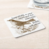 ヴィンテージの歌う鳥保の「ハート」 スクエアペーパーコースター (アングル)