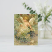 ヴィンテージの歓喜のクリスマスエンジェル シーズンポストカード (スタンド正面)