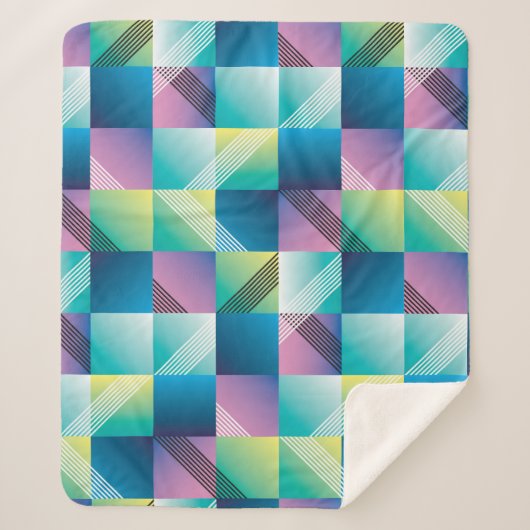 ヴィンテージの正方形：抽象芸術パターン シェルパブランケット (正面)