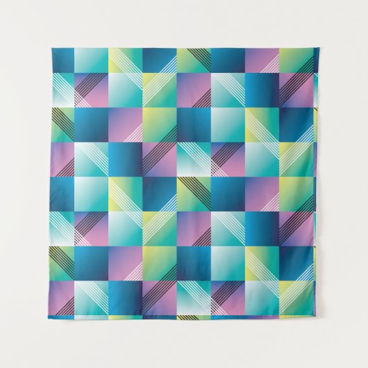 ヴィンテージの正方形:抽象芸術パターン タペストリー (正面)