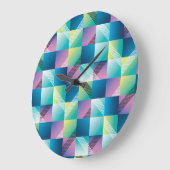 ヴィンテージの正方形：抽象芸術パターン ラージ壁時計 (傾斜)