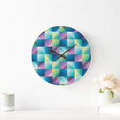 ヴィンテージの正方形：抽象芸術パターン ラージ壁時計 (ホーム)