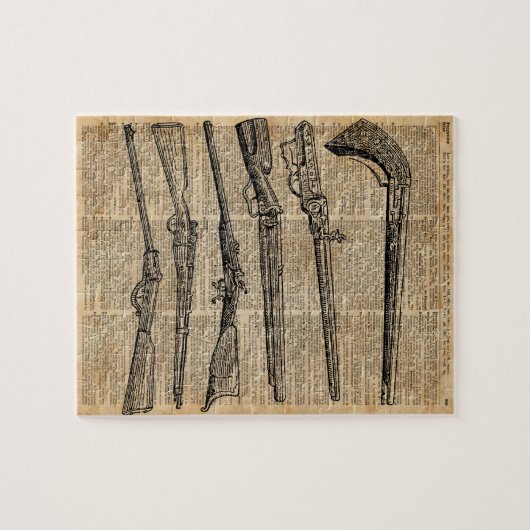 ヴィンテージの武器のアンティークは辞書の芸術を撃ちます ジグソーパズル (横)