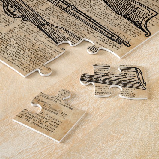 ヴィンテージの武器のアンティークは辞書の芸術を撃ちます ジグソーパズル (側面)