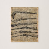 ヴィンテージの武器のアンティークは辞書の芸術を撃ちます ジグソーパズル (縦)