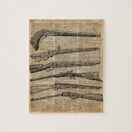 ヴィンテージの武器のアンティークは辞書の芸術を撃ちます ジグソーパズル (縦)