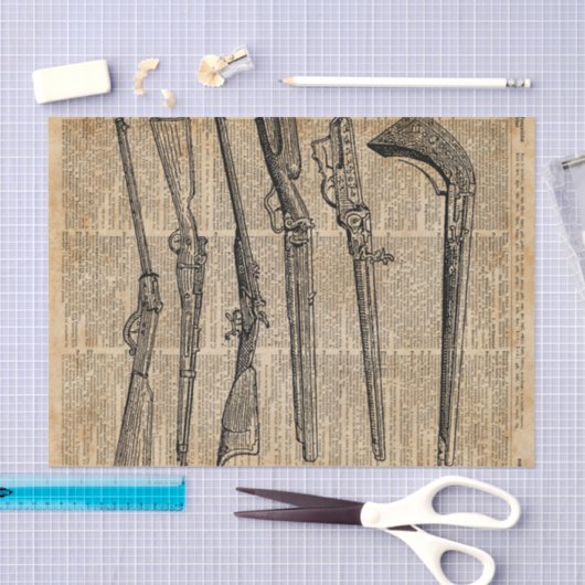 ヴィンテージの武器のアンティークは辞書の芸術を撃ちます 薄葉紙 (クラフト)