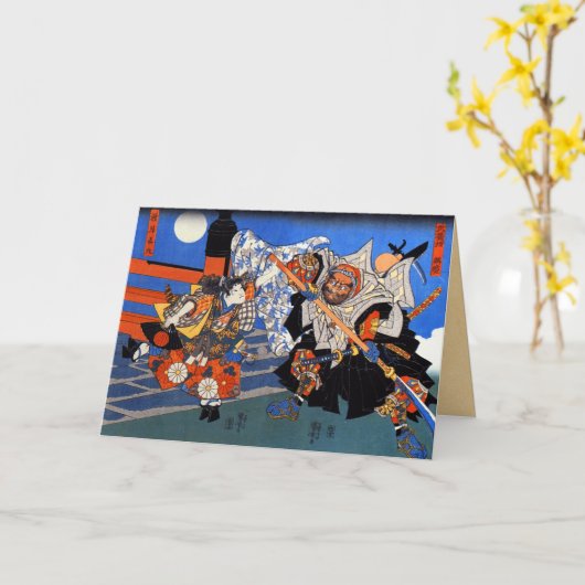 ヴィンテージの武士の日本のな挨拶状 カード (黄色い花)