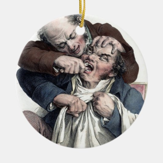 ヴィンテージの歯科医の歯の抽出 セラミックオーナメント (正面)