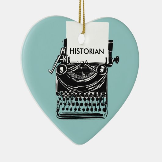 ヴィンテージの歴史家のレトロのタイプライターのイラストレーション セラミックオーナメント (右)